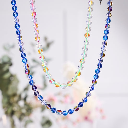 Indigo Borealis | Silver | Galaxy Glass Knotted Necklace
